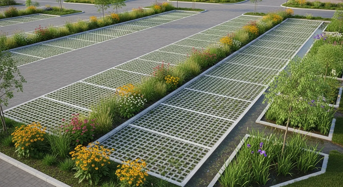 stormwater runoff control for parking slots